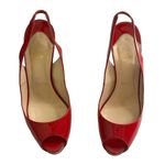 Christian Louboutin Patent Slingback Heels Red Women’s Size 36 Platform Peep Toe Photo 1