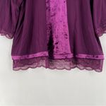 LOGO By Lori Goldstein Logo Lavish Purple Velvet Lace Cropped Flare Sleeve Swing Tunic Top Whimsygoth‎ Photo 9