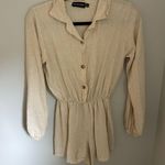 Pretty Little Thing  Long Sleeve Linen Romper - Size Small Photo 0