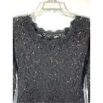 Sequin Hearts Women's Sheer Long Sleeve Lace Sequin Bodycon Dress Black Medium Photo 3