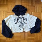 H&M Navy Cropped Slouchy Hawks Hoodie Photo 0