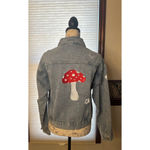 NWOT Miss Sparkling Small Cropped Embroidered w Flowers & Mushroom Jean Jacket Blue Photo 8