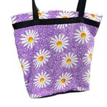 BLUE SKY Cottagecore Boho Lavender Daisy Print Zip Closure Tote Bag Purple Photo 3