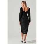 ASTR The Label Terese Midi Dress Women's Small Black Floral Burnout Tie Waist Photo 1