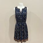 Market & Spruce Navy Floral Dress with Orange Embroidery Size Medium Photo 1