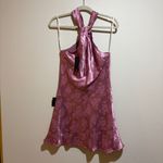 Lulus Got the Key Mauve Satin Floral Jacquard Halter Slip Mini Dress Size M Photo 11