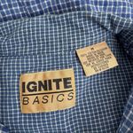 Ignite Basics Plaid Sleeveless Button Up Top Fringe Hem Western Concert Festival Blue Size M Photo 3