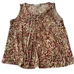 Calvin Klein  size M multi colored red/tan/white/brown pleated front tank top EUC Photo 0