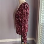 Old Navy  Maroon Paisley V-Neck Long Sleeve Mesh Top Lettuce Edge Photo 1