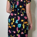 Vintage 90s Fruit Mini Dress Subtle Cocktail Print Bodycon Neon Colors Bright 10 Black Photo 12