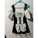 Black White French Maid Costume Dress Off Shoulder Ruffle Lace Corset Apron S M Photo 1