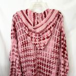 Blue Waters XL Long Cardigan Pink Red Plaid Hooded Knit Sweater Chunky Fall D Size 1X Photo 7