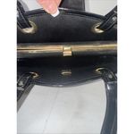 Vintage Black Patent Leather Old Money Minimalist Classic Top Handle Bag Purse Photo 13