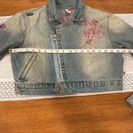 Akademiks Denim Jacket with Pink Embroidery and Graphics Photo 6