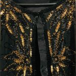 Night Vogue Vintage 80s Silk Black Gold Beaded Sequin Swirly Glam Party Jacket Size 1X Photo 2