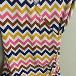 Boden Chevron Print Faux Wrap Shirt Women’s Size 4 Short Sleeve Top Blouse Small Gold Photo 1
