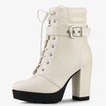 Allegra K  Chunky Heel Combat Boots Photo 1