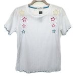 Nordstrom embroidered Star Shirt top XSMALL Short Sleeve White Photo 0