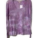 Sundry  Womens Purple Lilac White Tie Dye Print Long Sleeve T-Shirt Photo 0