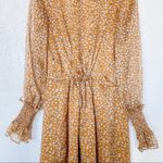 The East Order  Mustard Floral Smocked Neck Dress Size Small Photo 5