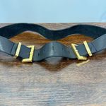 Nikki Jasso black and brass leather USA belt size medium Gold Photo 0