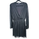 Vestique  Sparkle NYE Shimmer Long Sleeve Mini Dress Medium Black Glam Cocktail Photo 1