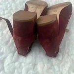 Madewell  Inez Studded Burgundy Suede Block Heels Ankle Strap Shoe Sz 7.5 Photo 6