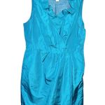 J.Crew  Sleeveless Dress Size 14 Blue Ruffle Neck Party Cocktail Photo 0