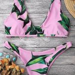 Zaful Pink Leaf Print Bikini Photo 0