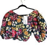 ZARA NWT   100% COTTON Floral Print Cropped Puff Sleeves Top Photo 7