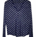 Rag and Bone  Womens Hudson Top Sz S Blue Gray Striped Long‎ Sleeve V-Neck Tee Photo 0