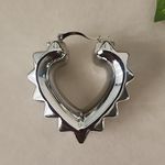Silver Chunky Heart Hoop Earrings with Spikes Gold Filled Photo 1