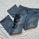 Unique Vintage Vintage Blue and black butterfly beaded sequin embroidered low rise denim jeans Photo 2