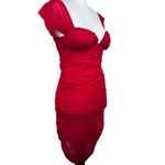 ASOS NWT  Design Red Sweetheart Bust Ruched Shirred Slim Mini Dress Size 4 Photo 5