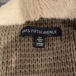 Saks 5th Avenue Saks Fifth Avenue wool blend olive open front cardigan faux shearling trim luxe Photo 3
