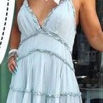 Boutique Teal Flowy Ruffle Dress Photo 0