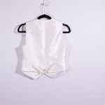 NEW Ronny Kobo Foxy Sateen V Neck Sleeveless Three Button Vest Jacket Ivory S Photo 3