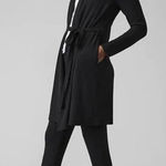 Athleta Black Cozy Waffle Knit Wind Down Sleep Robe Photo 0