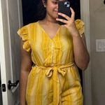 SheIn  Yellow And White Striped Jumpsuit Photo 0