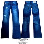 True Religion VTG. DARK WASH BOOTCUT DISTRESSED JEANS SZ. 27" NWOT Photo 1