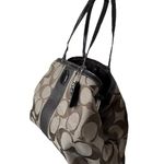 Coach Khaki and Mahogany Stripe Signature Kisslock Carryall Bag F19190 Photo 0