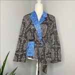 ZARA Black Blue Printed Wrap Blouse Top Photo 5