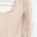 Forever 21  Womens Balletcore Swiss Dot Square Neck Ruched Bodysuit Size‎ S Pink Photo 1