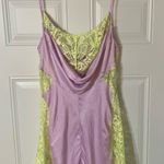 For Love & Lemons Silky Slip Dress Lace Purple Green Medium NWOT Photo 4