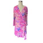 Lilly Pulitzer Karlie Pink Tropics Sun Drenched Jersey Wrap Romper Size LARGE Photo 2