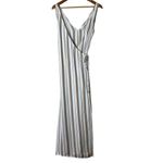 ONIA  Grace Sleeveless Striped Wrap‎ Maxi Dress Coverup in Cream Tan Blue, Small Photo 2