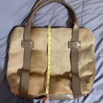 Italian Leather Cowhide Tote Purse Tan Photo 12
