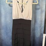 Sweet Storm Black and Cream Ruched Halter Cocktail Dress Photo 0