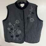 Canyon Creek Wool Blend Embroidered Floral Pattern Vest Size 1X Gray Beaded Photo 0