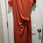 Boden Knot Front Jersey Midi Dress Women's 10 Short Sleeve Modest Orange Photo 0